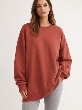 ARITZIA TNA COZY FLEECE BOYFRIEND SWEATSHIRT RUST RED 2XL